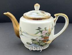 Ancien Japonais, Satsuma, Service à thé en porcelaine fine complet pour 12 personnes, Signé