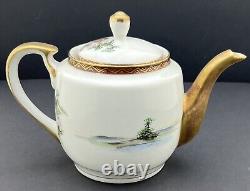 Ancien Japonais, Satsuma, Service à thé en porcelaine fine complet pour 12 personnes, Signé