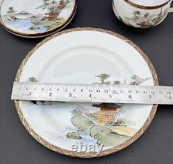 Ancien Japonais, Satsuma, Service à thé en porcelaine fine complet pour 12 personnes, Signé