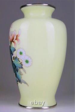 Ando Cloisonne Chrysanthemum Flower Vase 9,9 Pouces Art Ancien Japonais