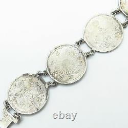 Antique 925 Sterling Silver Japanese Yen Coin Link Bracelet 7