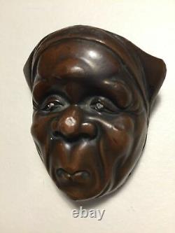 Antique, Détails Fins, Bronze Japonais/japonais, Masque Netsuke (mennetsuke)