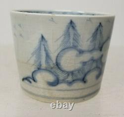 Antique Fine Japonais Chinois Underglaze Blue And White Cup Dish Bowl Nuages