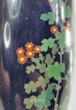 Antique Fine Japonaise Cloisonne Enamel Floral Vase Meiji Période Comme Est