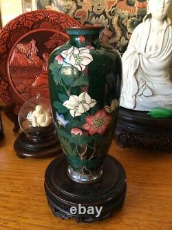 Antique Gilt Silver Wire Japonese Cloisonne Vase