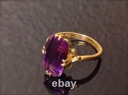 Antique Japonais Art Déco 22k Yellow Gold Pink Sapphire Ring Vers 1930