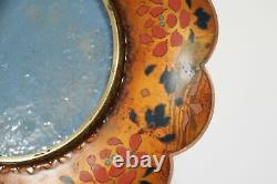 Antique Japonais Fine Cloisonne Lobed Rim Plate Meiji Period Dragon & Pivoie 11.7