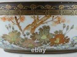 Antique Japonais Fine Kutani Émaillé Gilt Porcelaine Grand Bol, Meiji, Signé