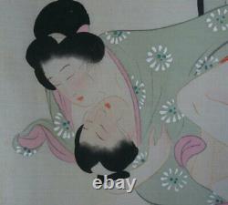 Antique Japonais Fine Shunga Peinture De Soie D’art Érotique Des Années 1880 Japon Original