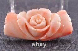 Antique Japonais en corail sculpté en forme de rose OBIDOME en ton argent avec certificat inclus, d'occasion