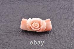 Antique Japonais en corail sculpté en forme de rose OBIDOME en ton argent avec certificat inclus, d'occasion