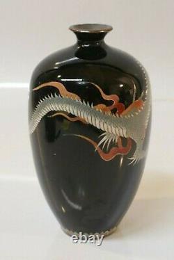 Antique Meiji Période Japonaise Fine Cloisonné Vase 3 Toe Dragon Design