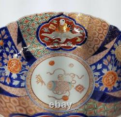 Antique Vintage Fine Porcelaine Japonaise Grand Punch Bowl Fukagawa Enamel