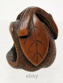 Antique Vintage Finement Sculpté Boxwood Japonais Nestuke Fruit Nut Go Scholars