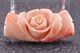 Antique Japonais En Corail Sculpté Rose Obidome En Ton Argent Certificat Inclus Utilisé