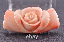 Antique japonais en corail sculpté Rose OBIDOME en ton argent Certificat inclus utilisé