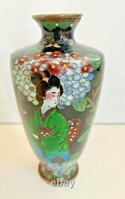 Antiquité Fine Japonais Ginbari Cloisonne Geisha Vase