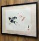 Artiste De Peinture D'oiseau Japonais Antique Signé Vintage Encadré Japon Grand Art Fin