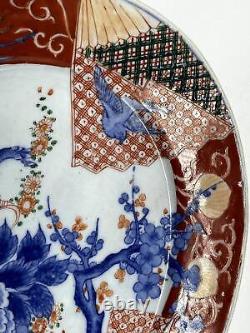 Assiette en porcelaine japonaise Imari Arita de la période Meiji, de qualité antique, esthétique, 10x12 pouces.