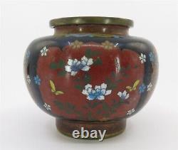 Attractive Vase Ancienne Japonaise Cloisonné Finement Détaillée 3,5 Tal X 4,25 Dia