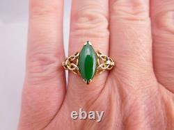 Bague en pierre de jade verte en or 14 carats, moderne, antique, d'exportation japonaise et chinoise, asiatique