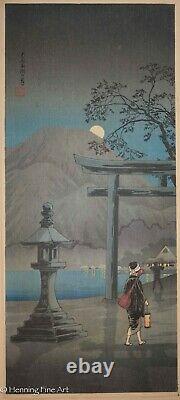 Beau Takahsi Hirokai Shotei Japonais Block Moon Au-dessus Du Lac Hakone, Fine