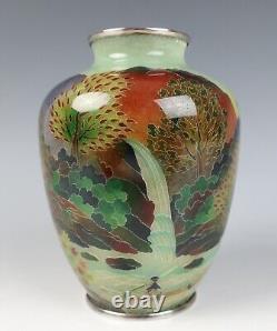 Beau vase en émail Plique à Jour japonais rare Cloisonné Japon Ando Shotai Shippo