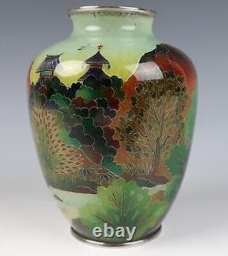 Beau vase en émail Plique à Jour japonais rare Cloisonné Japon Ando Shotai Shippo