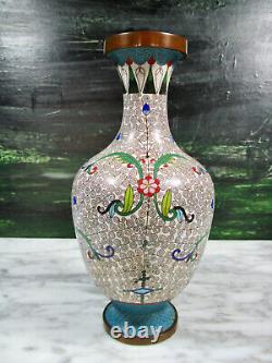 Belle Antique Japonais Meiji Era Cloisonne Enamel Copper Vase Fine Detail