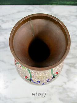 Belle Antique Japonais Meiji Era Cloisonne Enamel Copper Vase Fine Detail