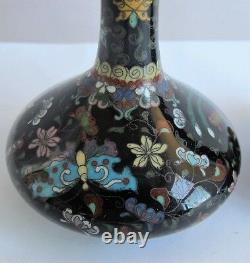 Belle Paire De Vases De Cloisonne Phoenix & Duck Vers 1890 Antique