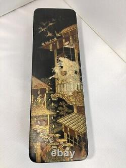 Boîte à gants en papier mâché laqué de style japonais Napoléon III, antiquité de 1870.