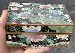 Boîte cloisonnée fine du XIXe siècle de l'époque Meiji japonaise, dynastie Ming chinoise