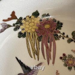 Bol Satsuma signé par un artiste japonais, fin, vintage, antique, avec des fleurs et des oiseaux - WOW