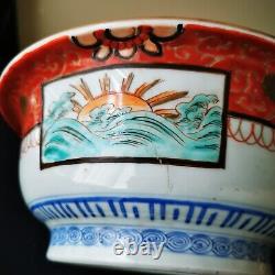 Bol à grand panneau détaillé en porcelaine japonaise Meiji Imari du 19ème siècle de qualité ancienne