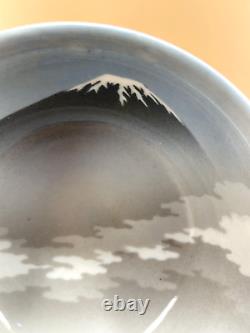 Bol en porcelaine japonaise fine de l'ère Meiji avec le mont Fuji par Anji Nishiura