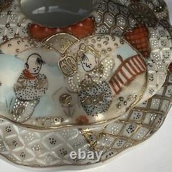 Bols à couvercle pour rassembler les cheveux en porcelaine fine japonaise Kutani antique peinte à la main