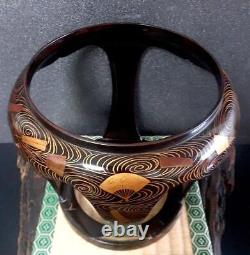 Bowl Stand Maki-e Gold Paint Folding Fan Japonais Antique Lacquer Makie Fine Art