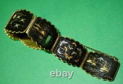 Bracelet En Argent D'or Shakudo Japonais Antique Meiji Période Ca. 1900 Énoncé En Bonne Et Due Forme