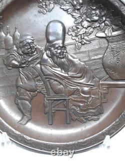 Bronze japonais Meiji-Taisho sur plaque métallique, moulage de qualité