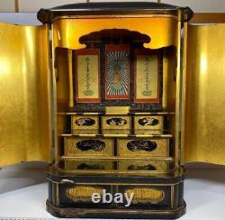 Buddha 19ème Century Large Zushi Box 20.4 Pouces Bouddhisme Antique Japonais Beaux-arts