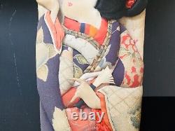 Cadre de boîte d'ombre dorée de la belle pagaie Hanetsuki Hagoita de la geisha japonaise antique
