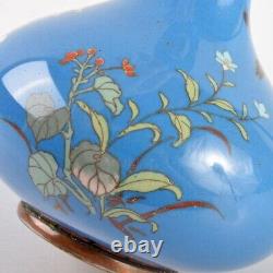 Cloisonne Butterfly Flower Vase 6.1 Inch Antique Meiji Era Old Fine Art Japonais