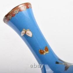 Cloisonne Butterfly Flower Vase 6,1 Pouces Antiquité Japonaise Meiji Era Old Fine Art