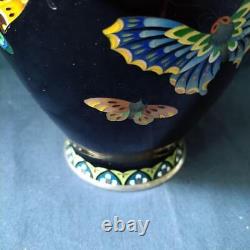 Cloisonne Butterfly Pattern Vase 7.3 Inch Figurine Antique Fine Art Japonais