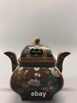 Cloisonne Censer Koro Fine Pattern Brûleur D'encens Antique Meiji Era Art Japonais