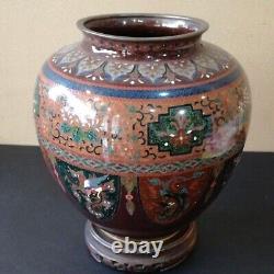 Cloisonne Dragon Phoenix Fine Vase 7,4 Pouces Antique Meiji Era Vieux Japonais