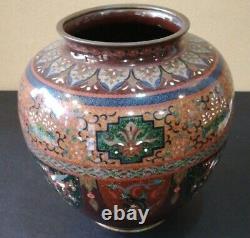 Cloisonne Dragon Phoenix Fine Vase 7,4 Pouces Antiquité Japonaise Meiji Era Old Japon