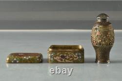 Cloisonne Kogo Box Encens Cas Pepper Shaker Set Japonais Antique Art Ancien