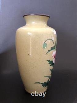 Cloisonne Peony Flower Pattern Vase 7,2 Pouces Antiquité Japonaise Meiji Old Fine Art